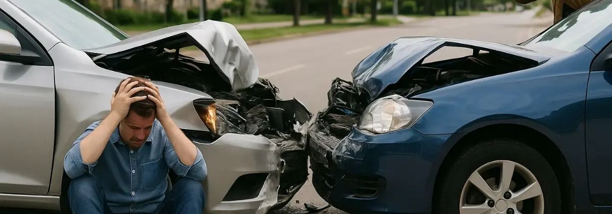 il s'agit de l'image d'un accident de la route qui vient de survenir